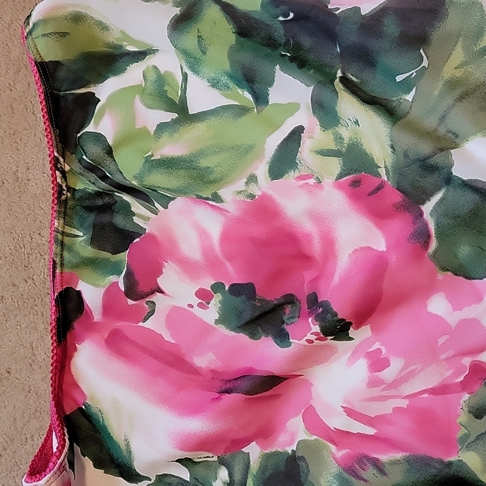 Connected Apparel Floral Skirt Small Pink Green - Picture 2 of 5